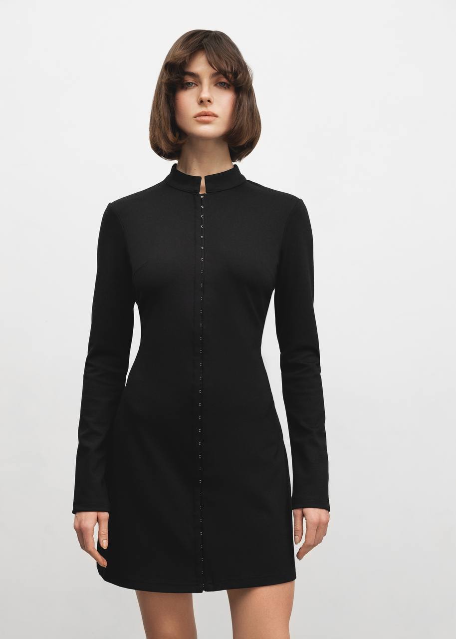 Mini Dress with Metal Closures