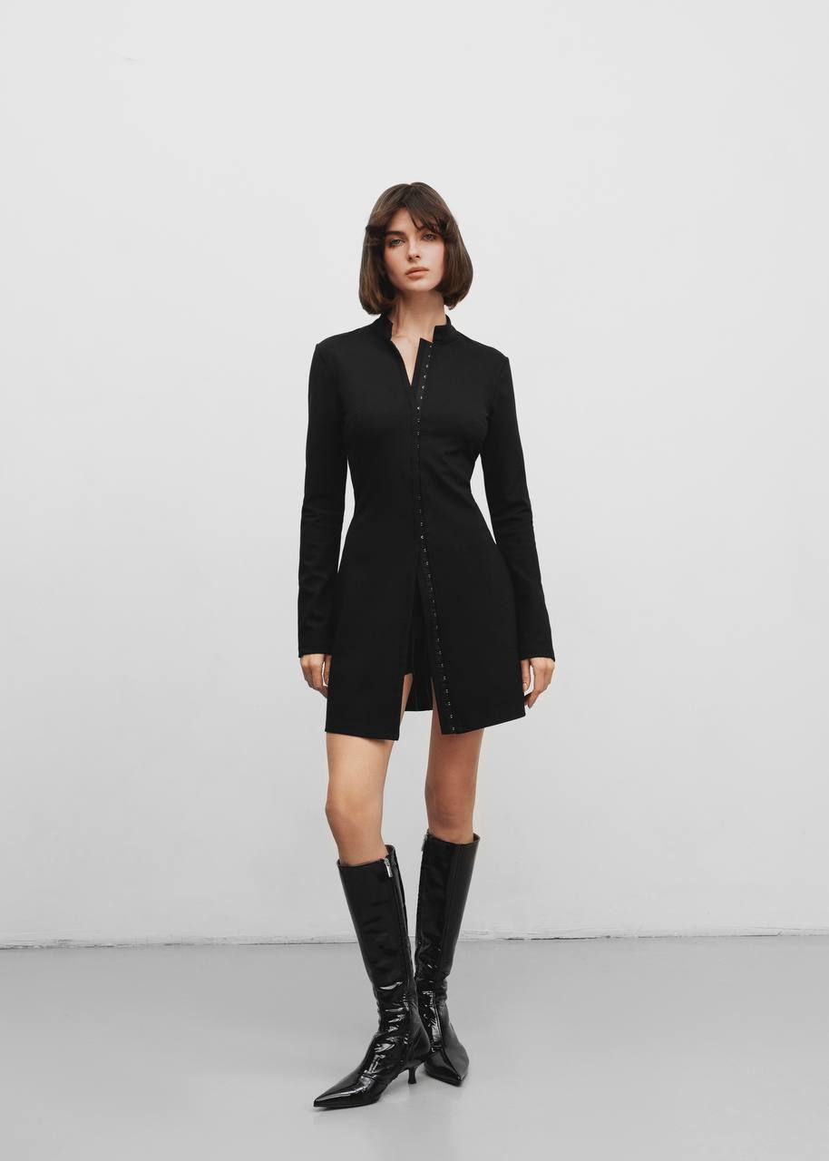 Mini Dress with Metal Closures