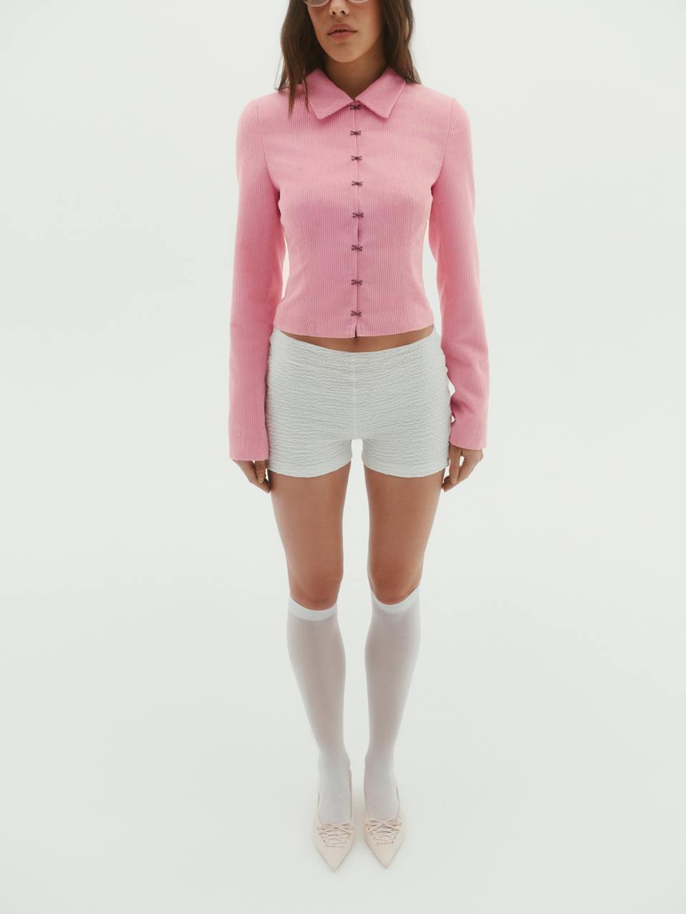 Fitted velvet-finish jacket with metal closures