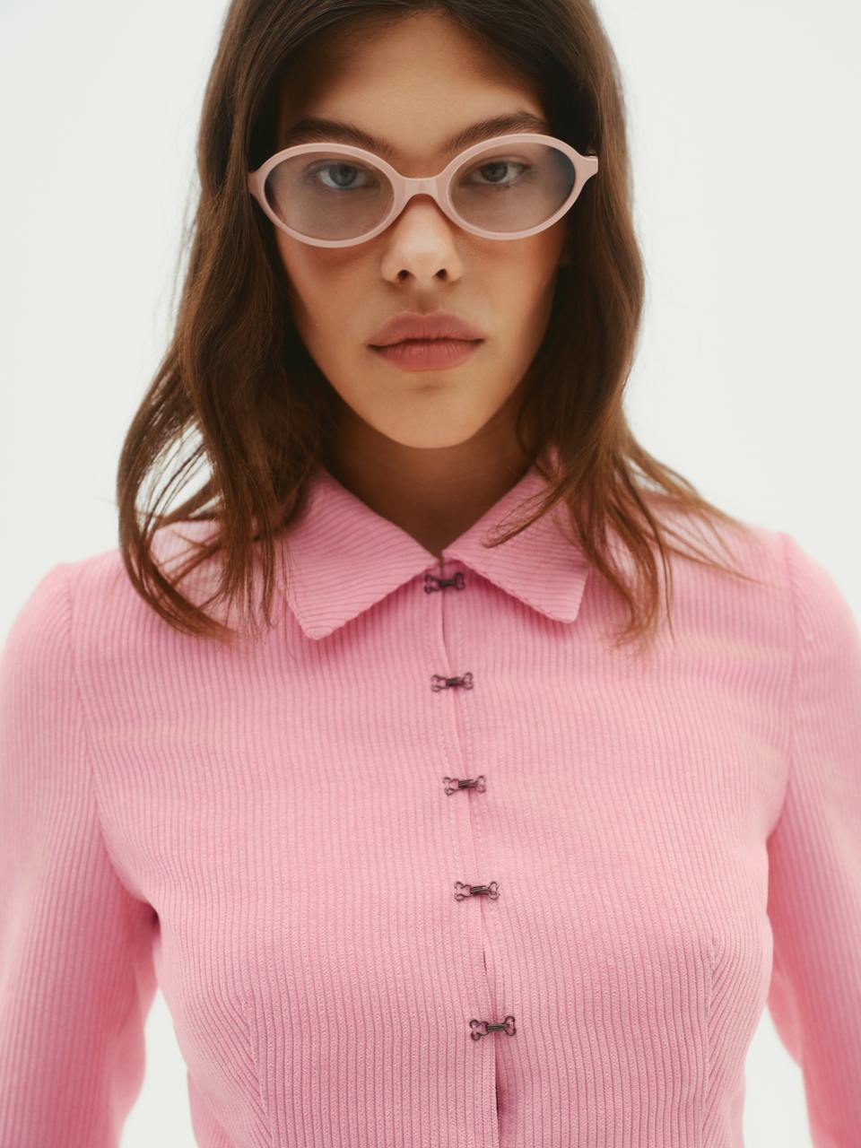 Brown Velvet-Finish Fitted Jacket