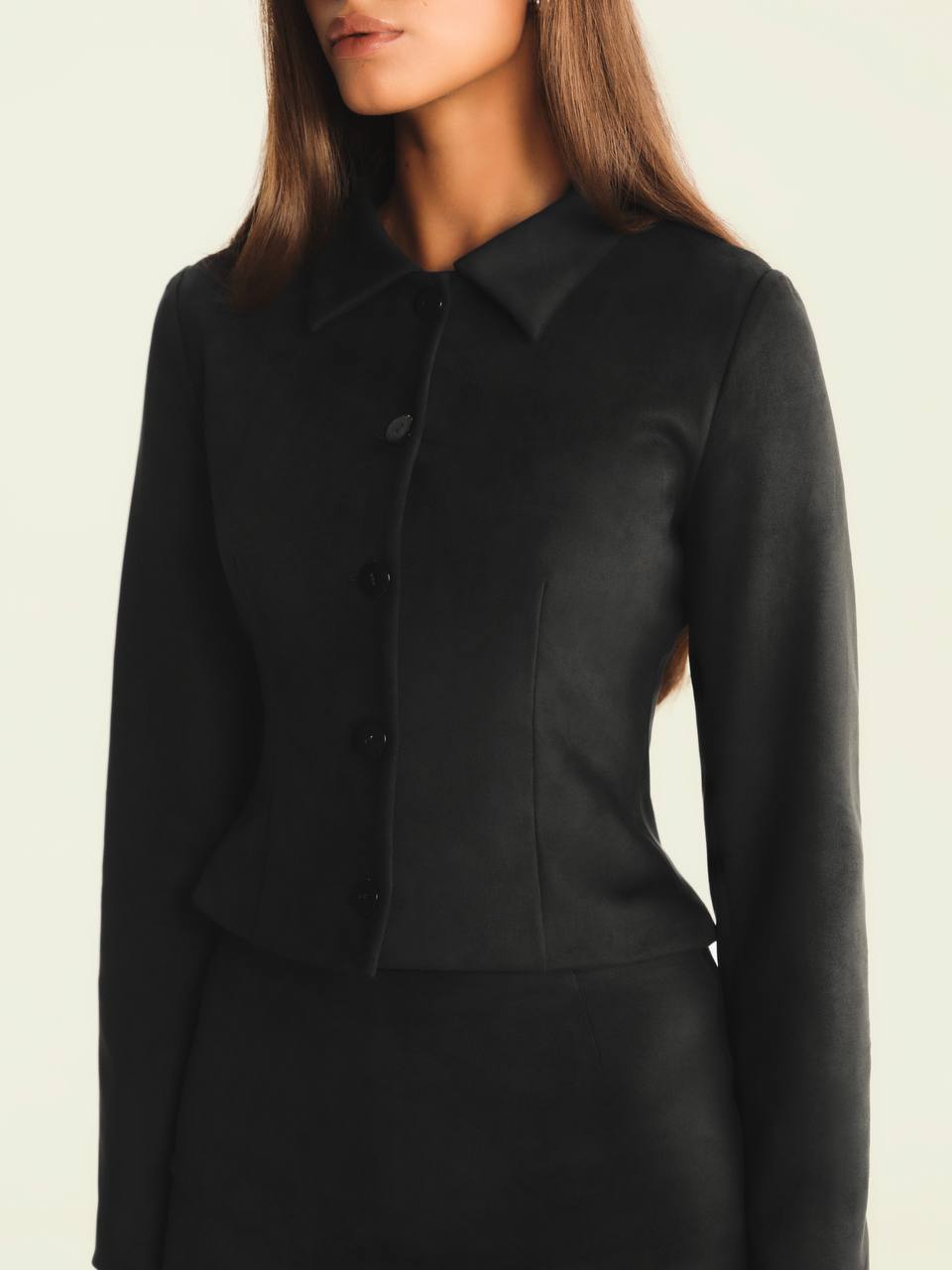 Pink Suede-Finish Tailored Jacket